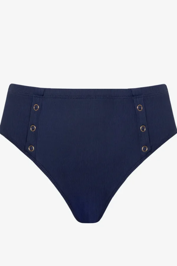 Robin Piccone Bikini Bottoms-Amy High Waist Bikini Bottom Navy