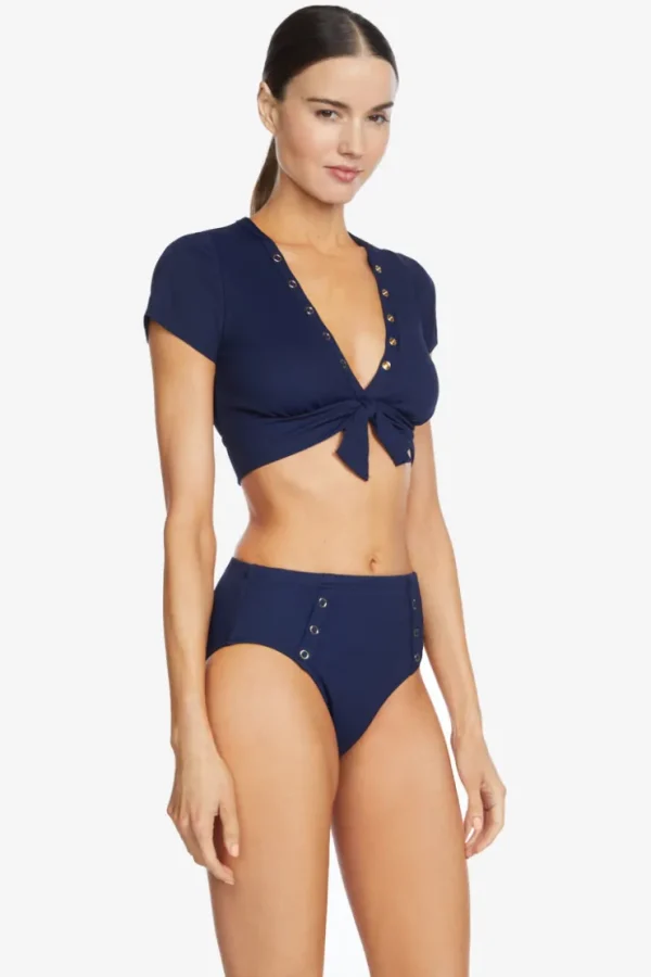 Robin Piccone Bikini Bottoms-Amy High Waist Bikini Bottom Navy