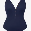 amy_vneck_one_piece_1.webp Robin Piccone One Pieces-Amy V-Neck One Piece Navy