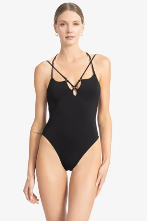 Robin Piccone One Pieces-Aubrey Lacefront One Piece Black
