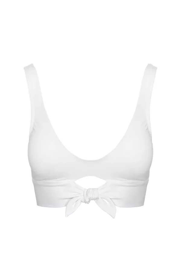 Robin Piccone Bikini Tops-Ava Knot Bikini Top White