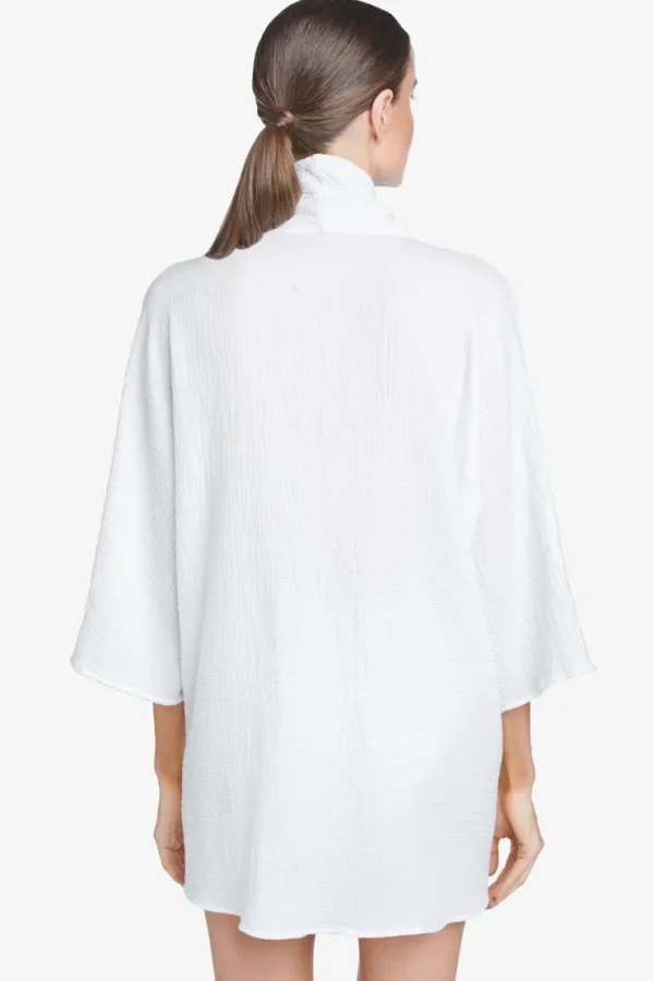 bubble_gauze_caftan_1.webp Robin Piccone Cover Ups-Bubble Gauze Caftan White