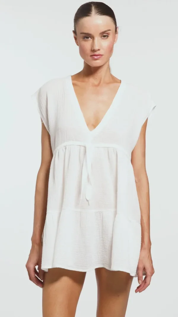 bubble_gauze_flouncy_dres_2.webp Robin Piccone Dresses-Bubble Gauze Flouncy Dress White