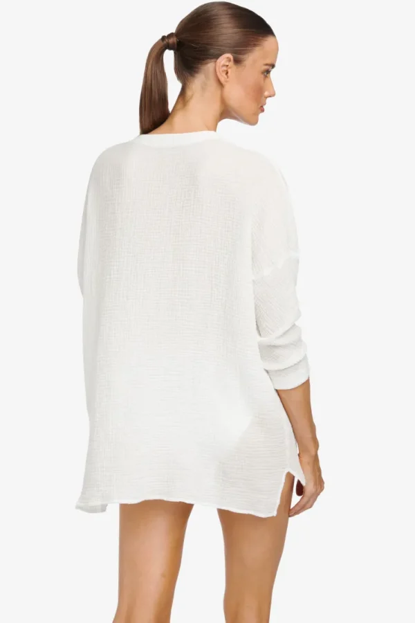 bubble_gauze_tunic_1.webp Robin Piccone Cover Ups-Bubble Gauze Tunic White