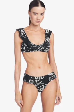 Robin Piccone Bikini Tops-Gracie Ruffle Scoop Top Black