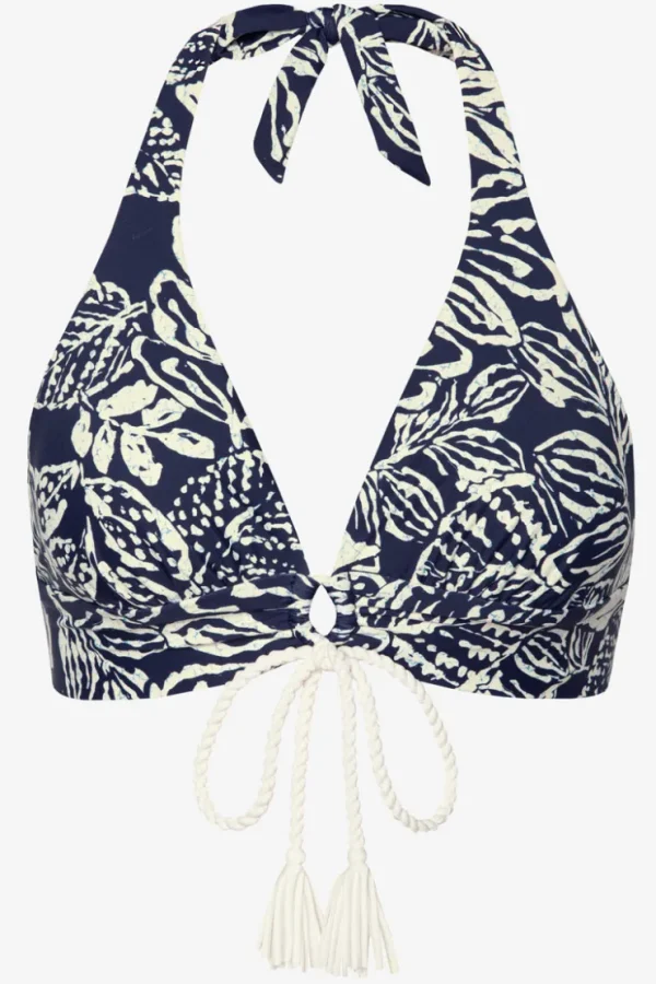indah_halter_top_1.webp Robin Piccone Bikini Tops-Indah Halter Top Navy/Ecru