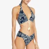 indah_halter_top_2.webp Robin Piccone Bikini Tops-Indah Halter Top Navy/Ecru