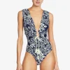 indah_shirred_one_piece_0.webp Robin Piccone One Pieces-Indah Shirred One Piece Navy/Ecru