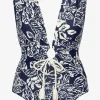 indah_shirred_one_piece_1.webp Robin Piccone One Pieces-Indah Shirred One Piece Navy/Ecru