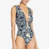 indah_shirred_one_piece_2.webp Robin Piccone One Pieces-Indah Shirred One Piece Navy/Ecru