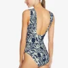 indah_shirred_one_piece_3.webp Robin Piccone One Pieces-Indah Shirred One Piece Navy/Ecru