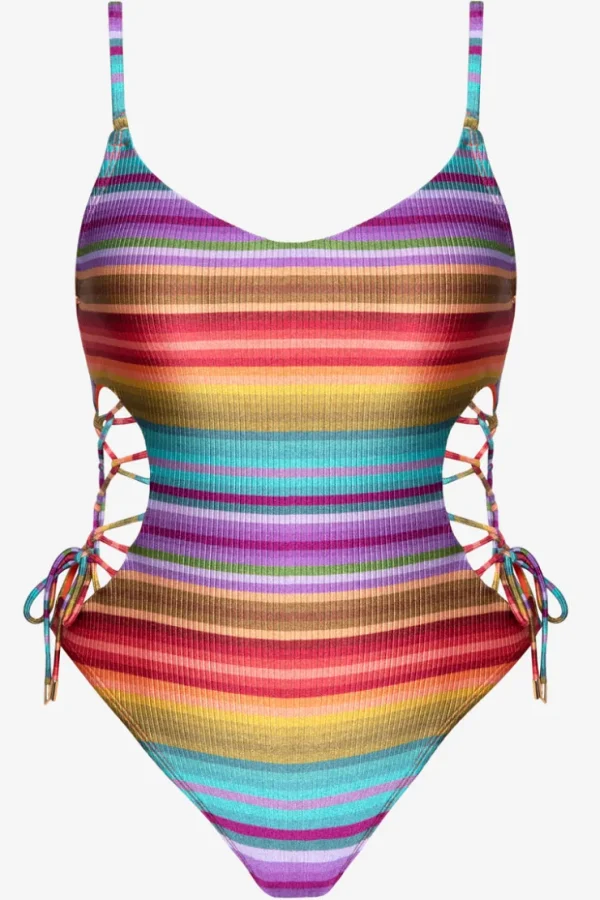 ines_lace_up_one_piece_1.webp Robin Piccone One Pieces-Ines Lace Up One Piece Multi