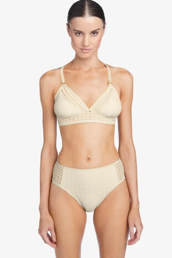 Robin Piccone Bikini Tops-Marlow Halter Bikini Top Ecru