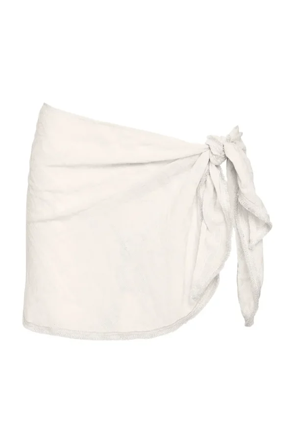 Robin Piccone Cover Ups-Michelle Fringe Side Tie Pareo Ecru