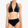 Robin Piccone Bikini Tops-Roxy Halter Bikini Top Black