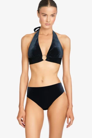 Robin Piccone Bikini Tops-Roxy Halter Bikini Top Black