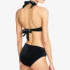 Robin Piccone Bikini Tops-Roxy Halter Bikini Top Black