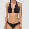 Robin Piccone Bikini Tops-Roxy Halter Bikini Top Black